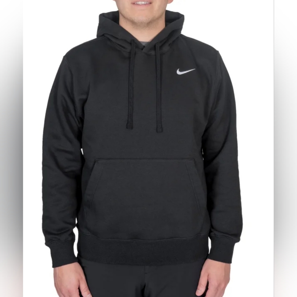 New! Nike Pull Over Hoodie Men’s Club Fleece Hoodie Black Color Size X-Large NWT